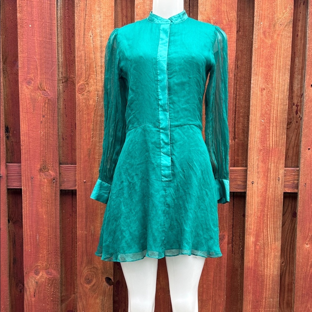 Charles Henry Vibrant Teal Long Sleeve Mini Dress Size 2